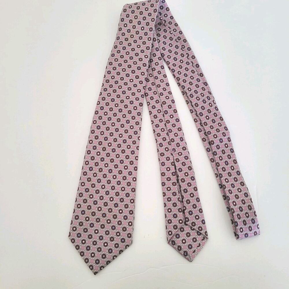 Bvlgari Men's Neck Tie Made In Italy Designer Silk Purpl Luxury Modern Geometric
